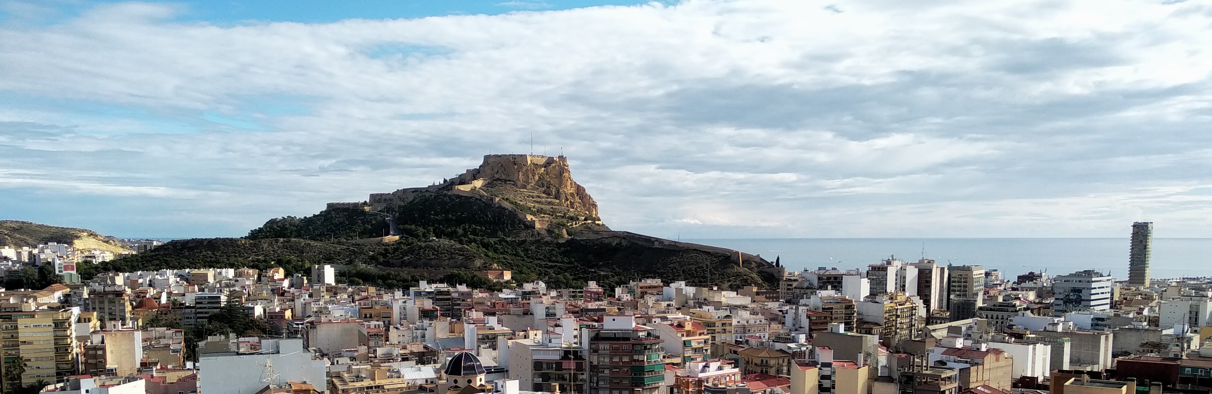 An image of the Castle of Santa Barbara taken from the Castle of Sant Ferran