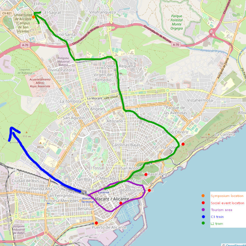 Map of Alicante - with event locations marked on it.