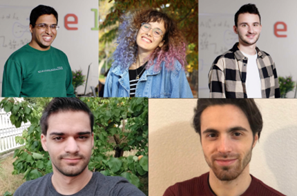 Equipo de investigadores predoctorales de ELLIS Alicante, 5 fotos individuales de los estudiantes.